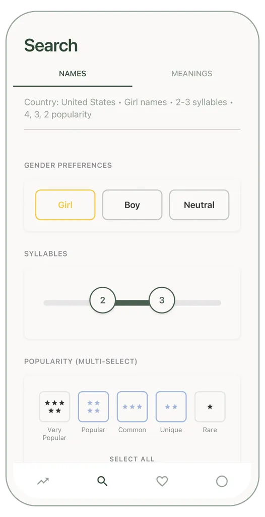 Nami app search screen